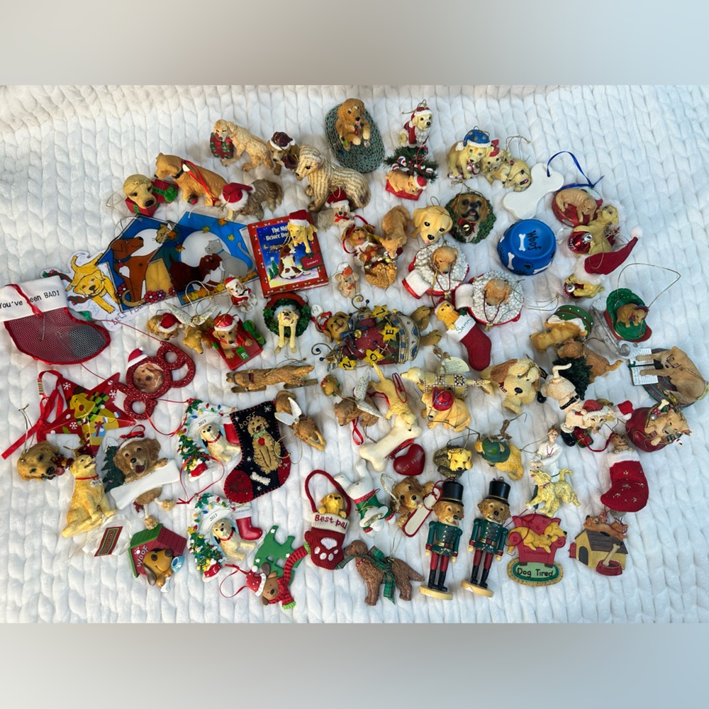 Lot 70 festive dog Christmas ornaments for Christmas tree